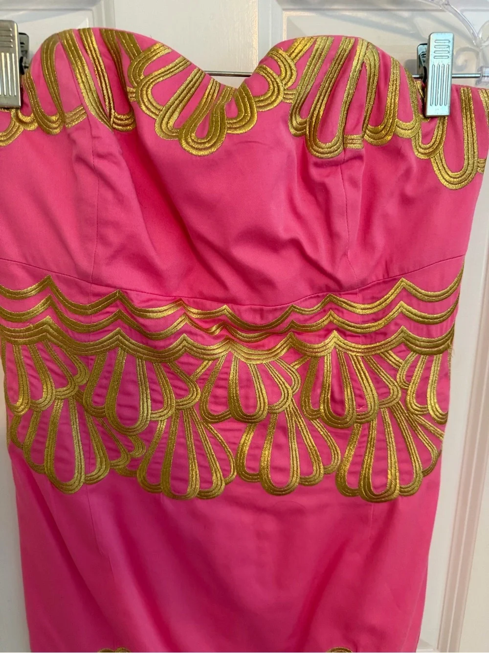 Lilly Pulitzer Strapless Pink Dress with Gold Embroidered Detail - Picture 3 of 4